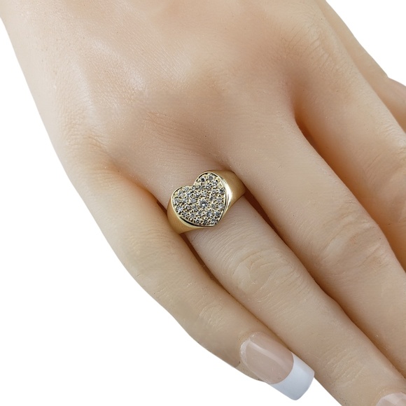 14K Yellow Gold and Pave Diamond Heart Ring Size 6.5 #20013 - Picture 7 of 7